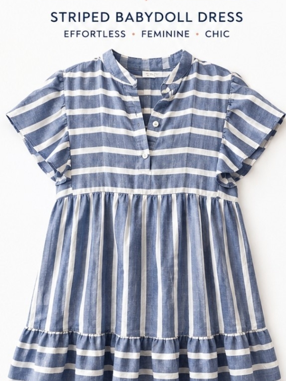 Striped Babydoll Dress in Blue & White - Effortless Feminine Style